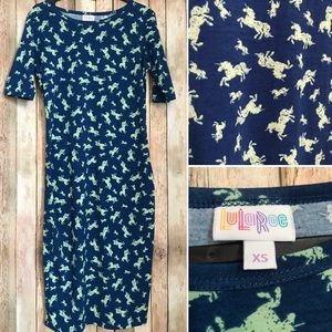 Lularoe XS unicorn Julia Blue Mint GUC Dress
